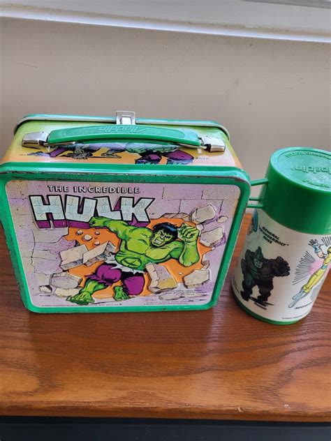 metal icnredible hulk lunch box|1978 The Incredible Hulk Marvel Vintage Metal Lunch Box by .